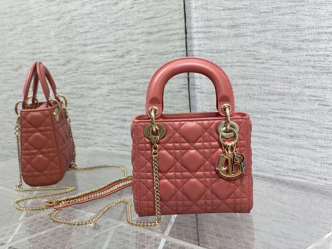 Mini Lady Dior Bag Coral Cannage Lambskin